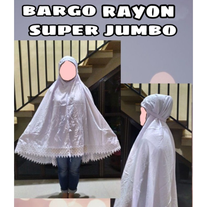 Jilbab Bergo Putih Hitam Rayon Super Jumbo Ihrom Haji Umroh Wanita