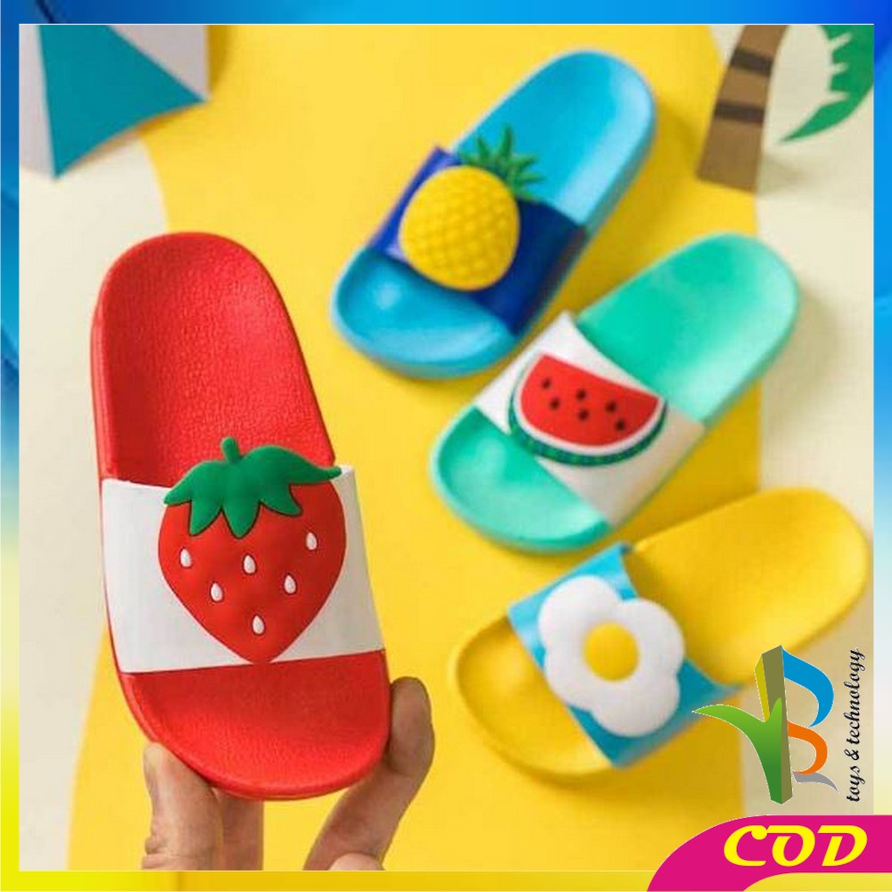 RB-S47 Sendal Anak Perempuan Slip On Bahan PVC Motif Buah Empuk Anti Licin /  Sendal Selop Nanas Gemoy Unisex Cewek Cowok Korean Style / Slipper Fruity Soft Elastic Import