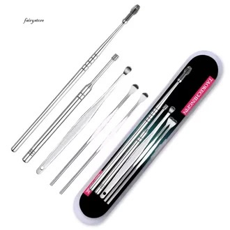 (COD)Alat Pembersih Telinga Set 5in1 Bahan Stainless Ear Wax Picker - Korek Kuping Set