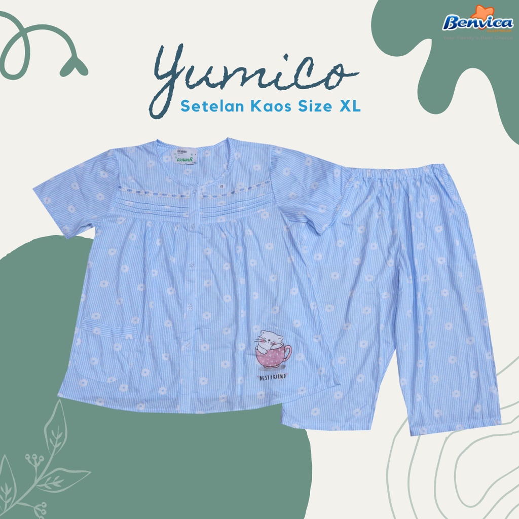 BAJU TIDUR CELANA PENDEK 3/4 XL KAOS PREMIUM YUMICO BANYAK MOTIF - C