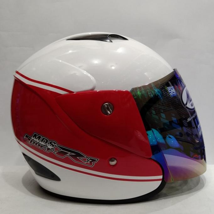 HELM MDS SPORT R3 WHITE RED HELM HALF FACE