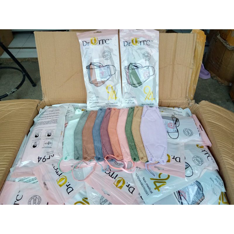 KF94 DR ITC WARNA mix isi 10pcs / masker kf94 warna warni 4ply dr itc