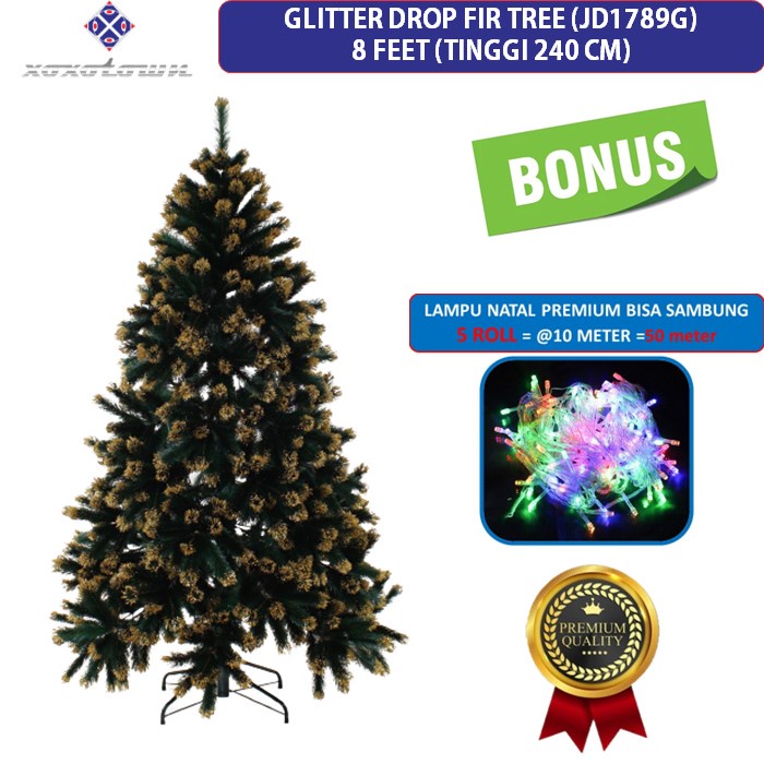 pohon natal 8 feet / 240 cm / 2,4 meter glitter drop fir tree tipe jd1789g 8ft