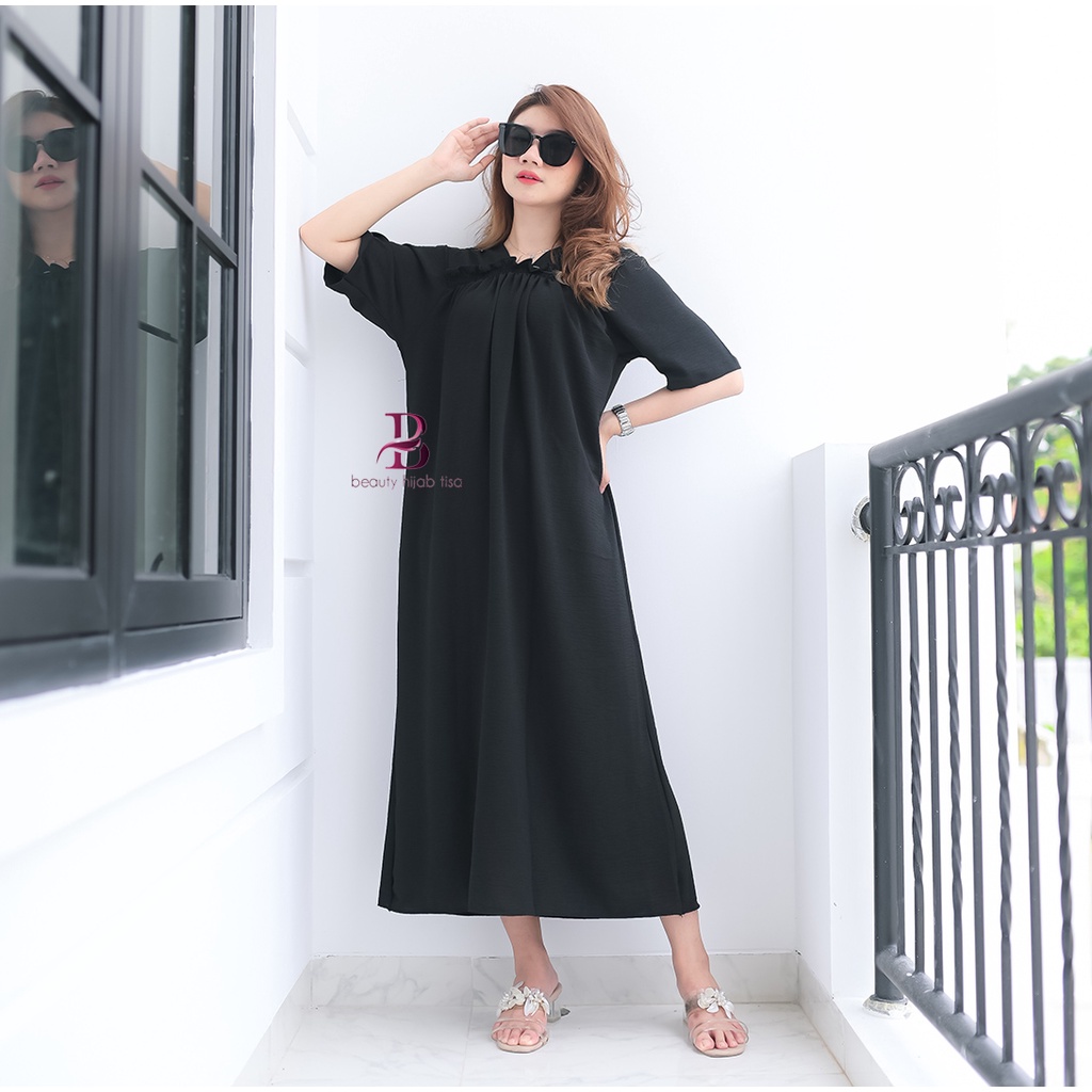 Daster Elizabeth Big Size Variasi Ruffle Long Dress Rayon Terbaru 2022 BeutyHijab