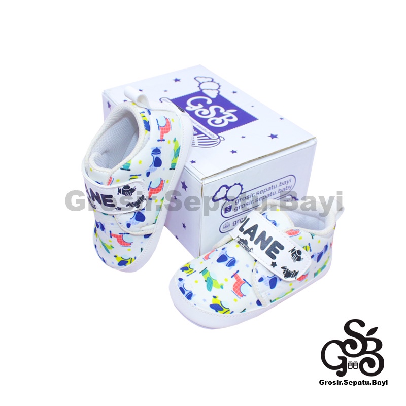 Sepatu Bayi - Baby Shoes - Prewalker  | 2-12 bulan | PLANE pesawat PUTIH ringan &amp; fleksibel