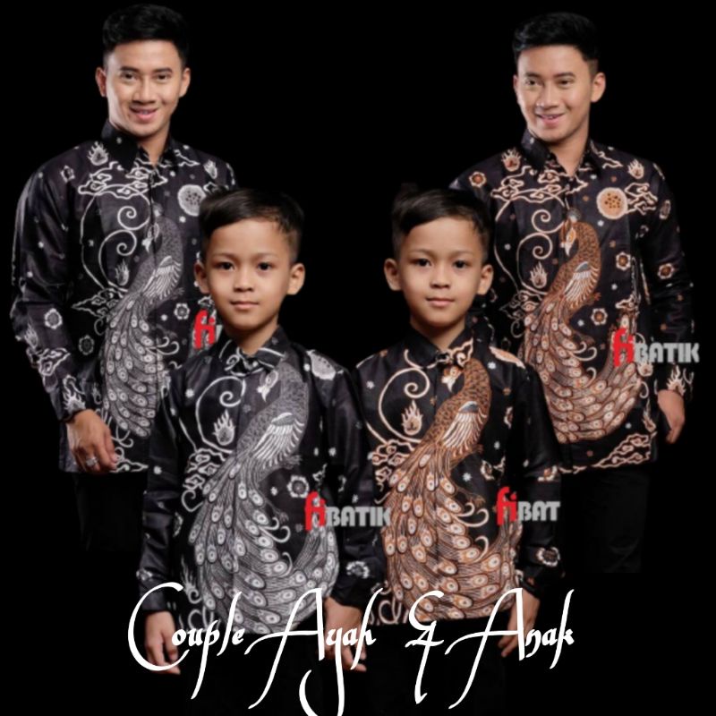 Couple Batik Ayah Dan Anak Laki-laki // Kemeja Batik Pria Dewasa Dan Anak Cowok Motif merak