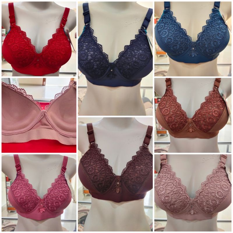 Bh Renda Piaoli Import Busa Tebal Dibagian Bawah Cup Bra Cup Sedang Tanpa Kawat Kait 3