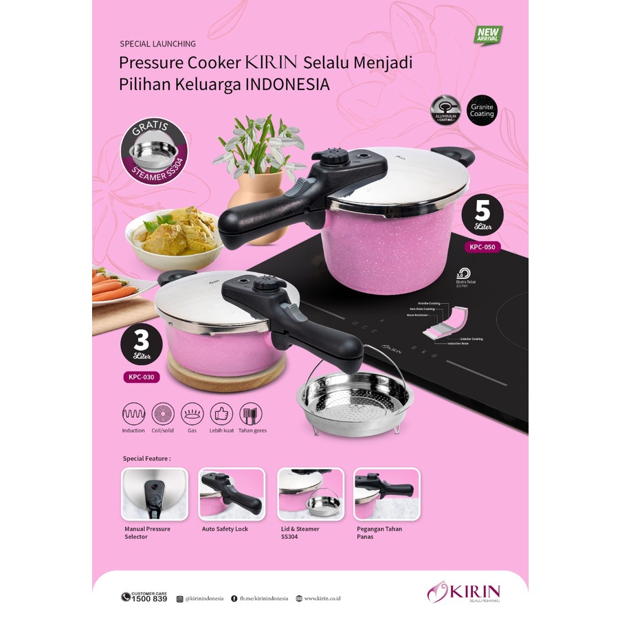 Kirin KPC-030 LH Pressure Cooker Panci Presto Granite Induksi 3 Liter