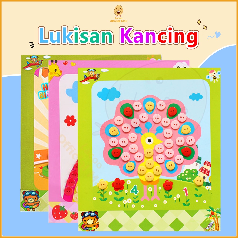 Poney Mainan edukasi anak Lukisan kancing Handmade diy 1pcs