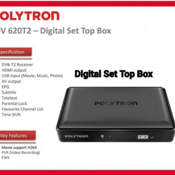 STB Set Top Box Polytron PDV 620T2 PDV620T2 620 T2 DVB Digital FHD Berkualitas
