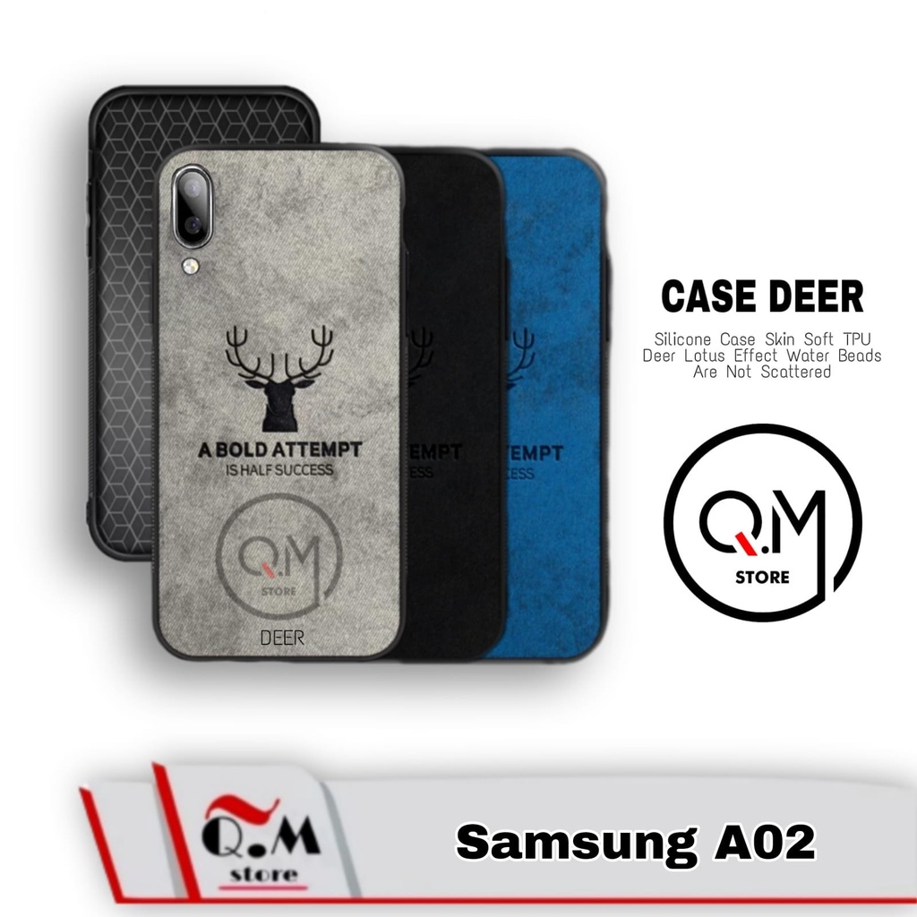 Case Samsung A02 Softcase Deer Pelindung Back Cover High Quality Bermotif  Cloth Rusa Jens