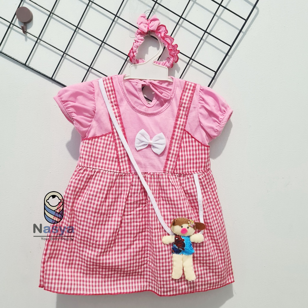 [MM-008] dress baju bayi 0 - 6 bulan motif hewan lucu + bandana murah