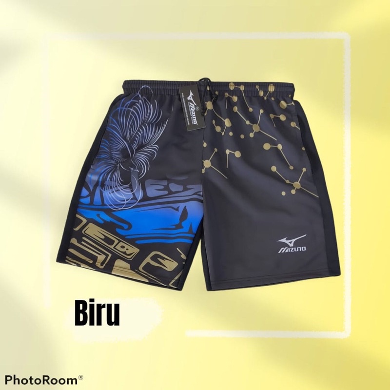 Celana Olahraga Pria Volli / Celana Pendek Olahraga Futsal / Celana Olahraga Pendek Printing-Biru