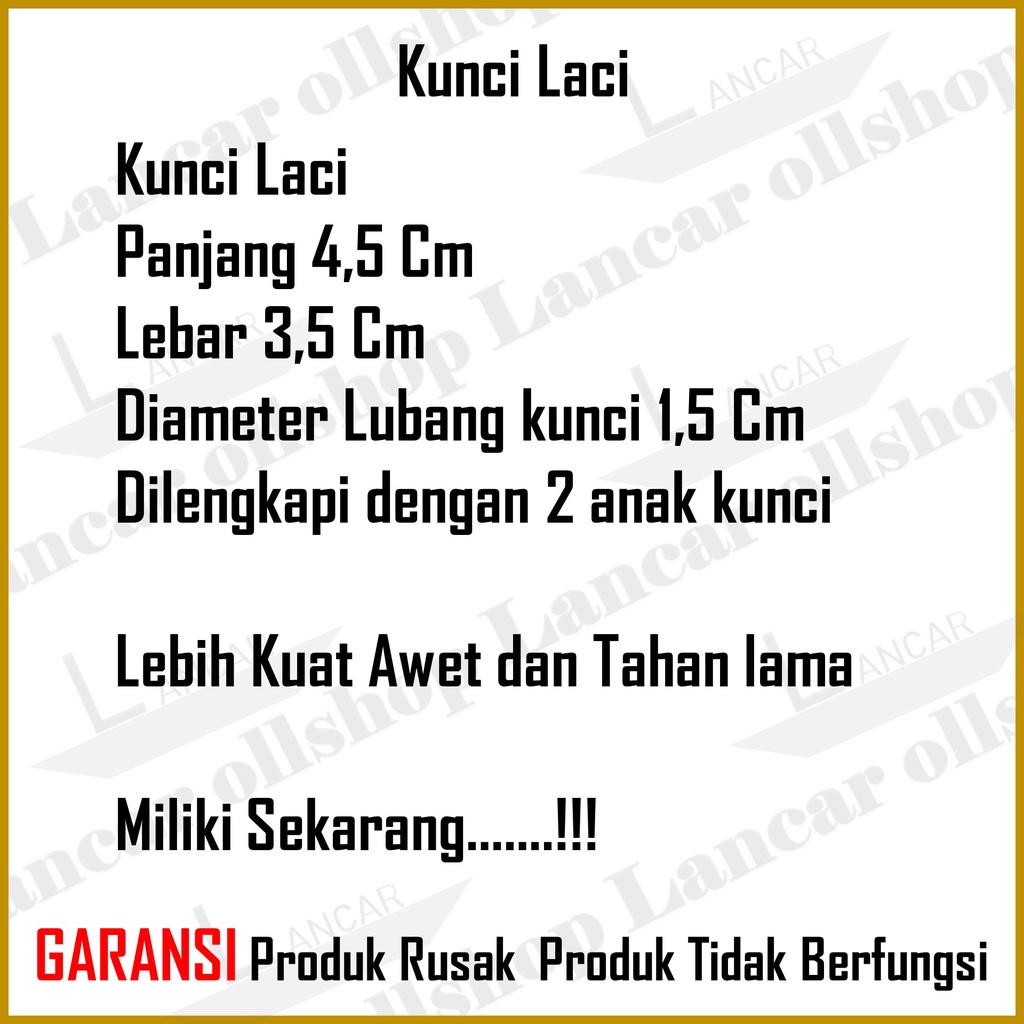 Kunci Laci Lemari Loker Drawer Lock / Kunci Laci Lemari Olimpik Kicenset Meja Kantor Besar