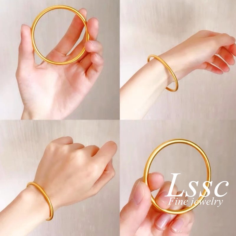 Gelang Titanium Wanita Anti Karat Emas 18K Matte Klasik Mewah Aksesoris Perhiasan Fashion