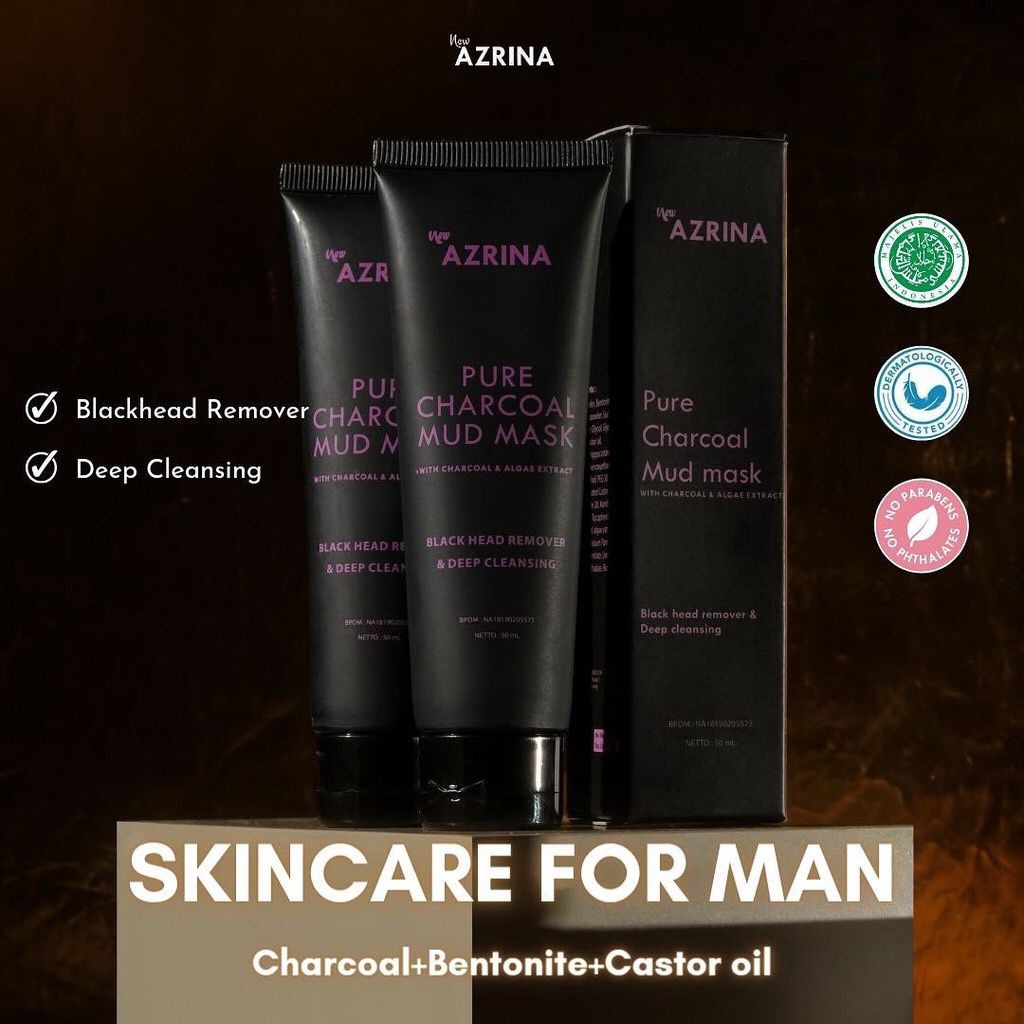 Azrina Pure Charcoal Mud Mask 50ml - New Azrina Mud Mask - Masker Wajah