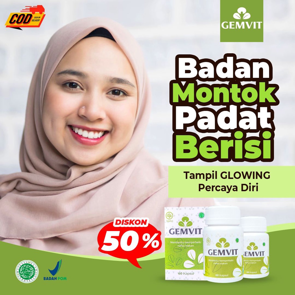 Gemvit suplemen penggemuk badan bpom anak dewasa pemutih badan permanen ampuh original bpom