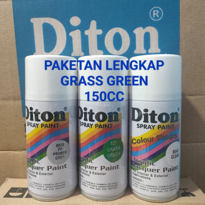 Pilok Cat Diton Grass Green 837 Primer Grey Epoxy 8020 Clear 8540 Paketan Hijau Rumput 3 pcs 150cc Pilox Cat Semprot Diton Spray Paint
