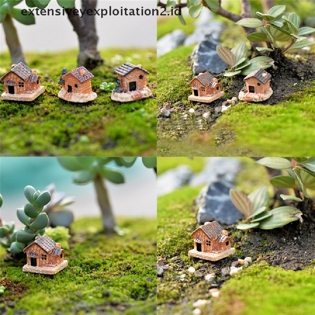 3 Pcs Miniatur Rumah Kecil Untuk Dekorasi Taman Mini