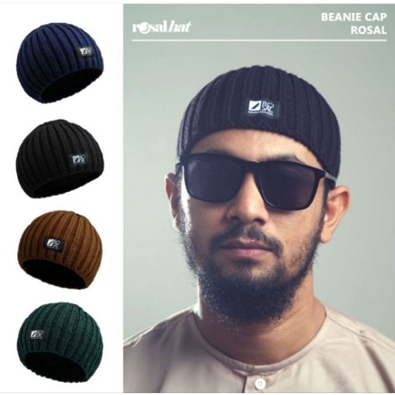 Beanie Cap Rosal bahan Benang Wol / Peci Kupluk Rajut Dewasa untuk Sholat dan Kegiatan harian