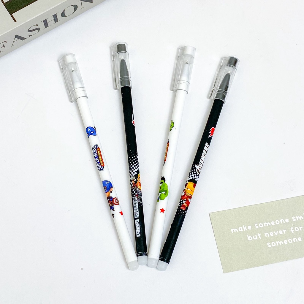 

ERASABLE PEN AVENGERS / ERASABLE PEN TINTA HITAM MOTIF KARAKTER SUPERHERO MARVEL AVENGERS CAPTAIN AMERICA HULK