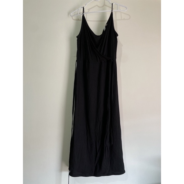 V-Neck Dress Gaun H&M Basic Black