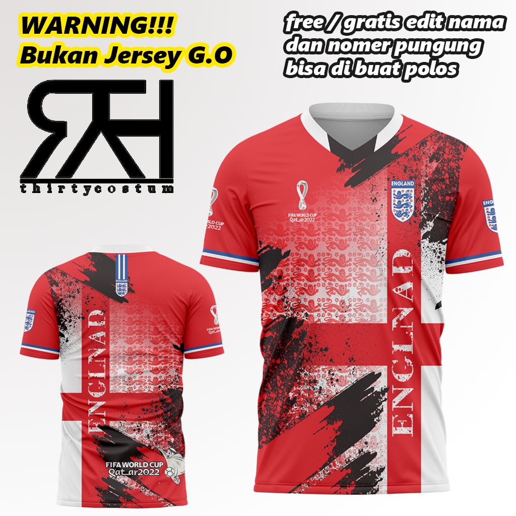 JERSEY FULL PRINTING ENGLAND FANTASI PIALADUNIA QATAR 2022-2023