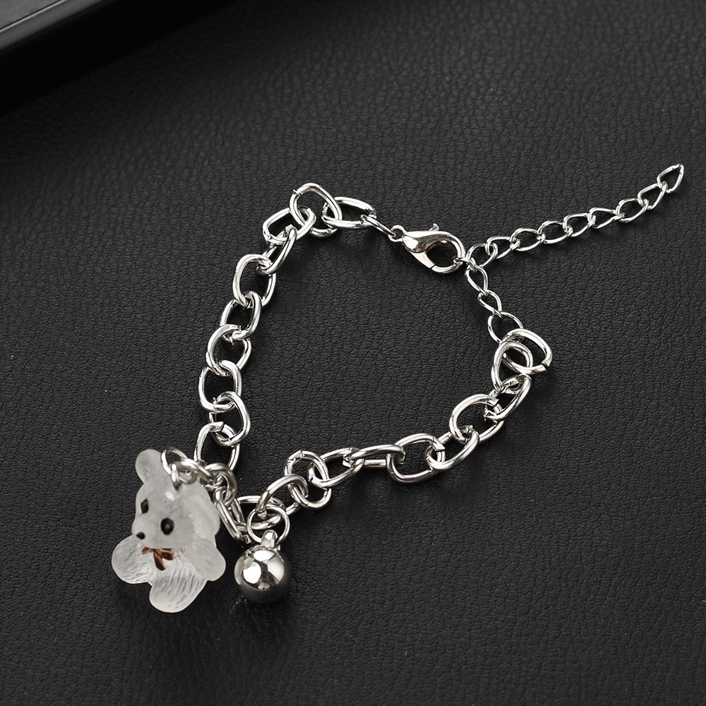 Gelang Rantai Liontin Beruang Hollow Transparan Bahan Alloy Gaya Korea Untuk Wanita