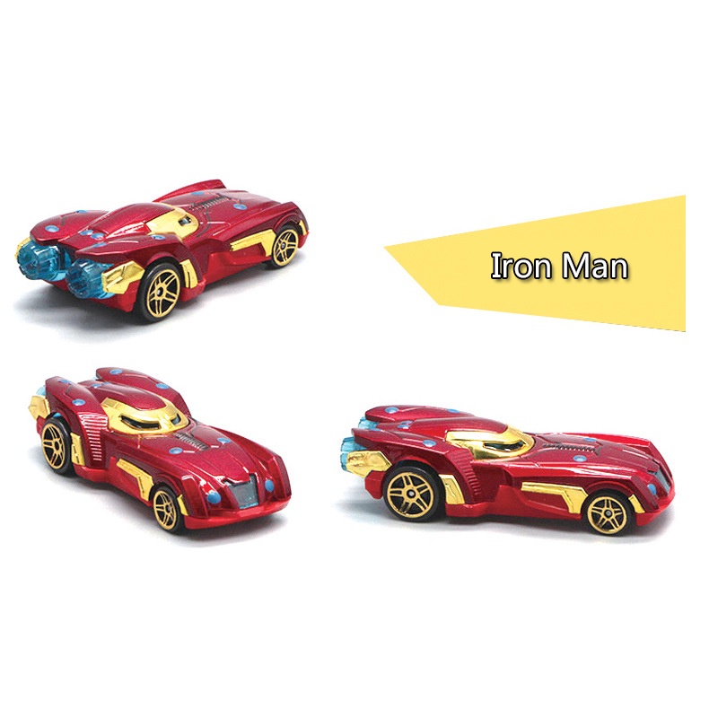 6pcs/set 1per64mainan Mobil Sport Super Hero Thor Iron Man Spider Man Hulk Metal Alloy Model Balap Mainan Untuk Anak Laki-Laki