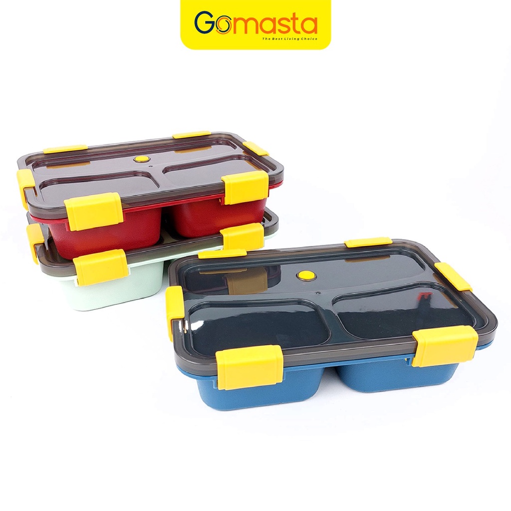 Murah Lebay GO-TB02-3 Lunch Box 3 Grid II Kotak Makan 3 Sekat Microwave Safe Anti Tumpah Anti Bocor