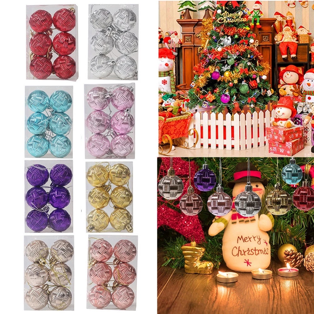 6pcs Ornamen Bola Gantung Bahan Plastik Untuk Pohon Natal