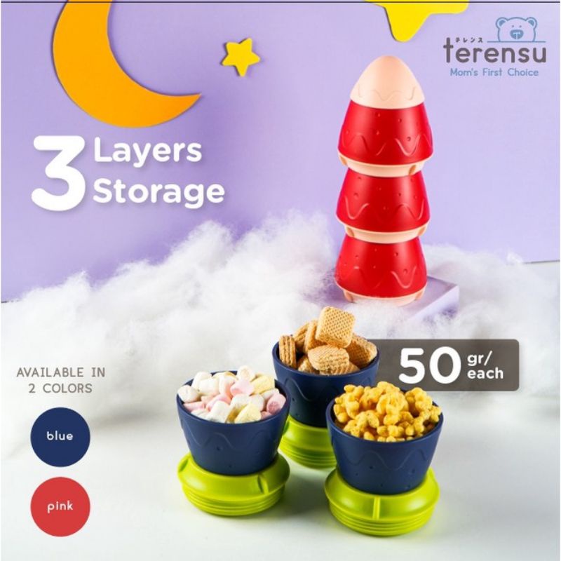 Terensu Tempat Susu Bubuk Bayi Travel 3 Susun / Milk Powder Container