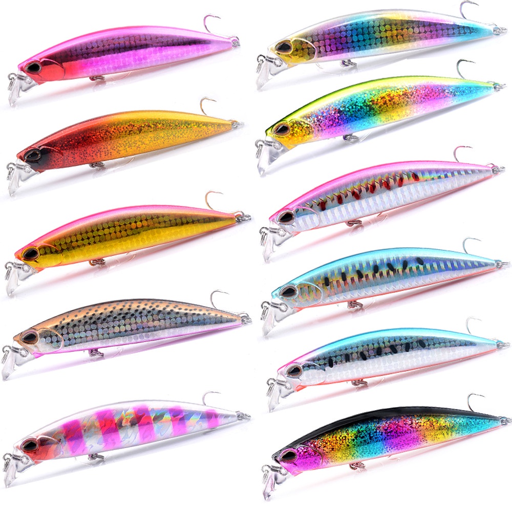 Umpan Pancing Hardlure Bentuk Ikan Kecil Mata 3D 9.5cm 30g Dengan Kail