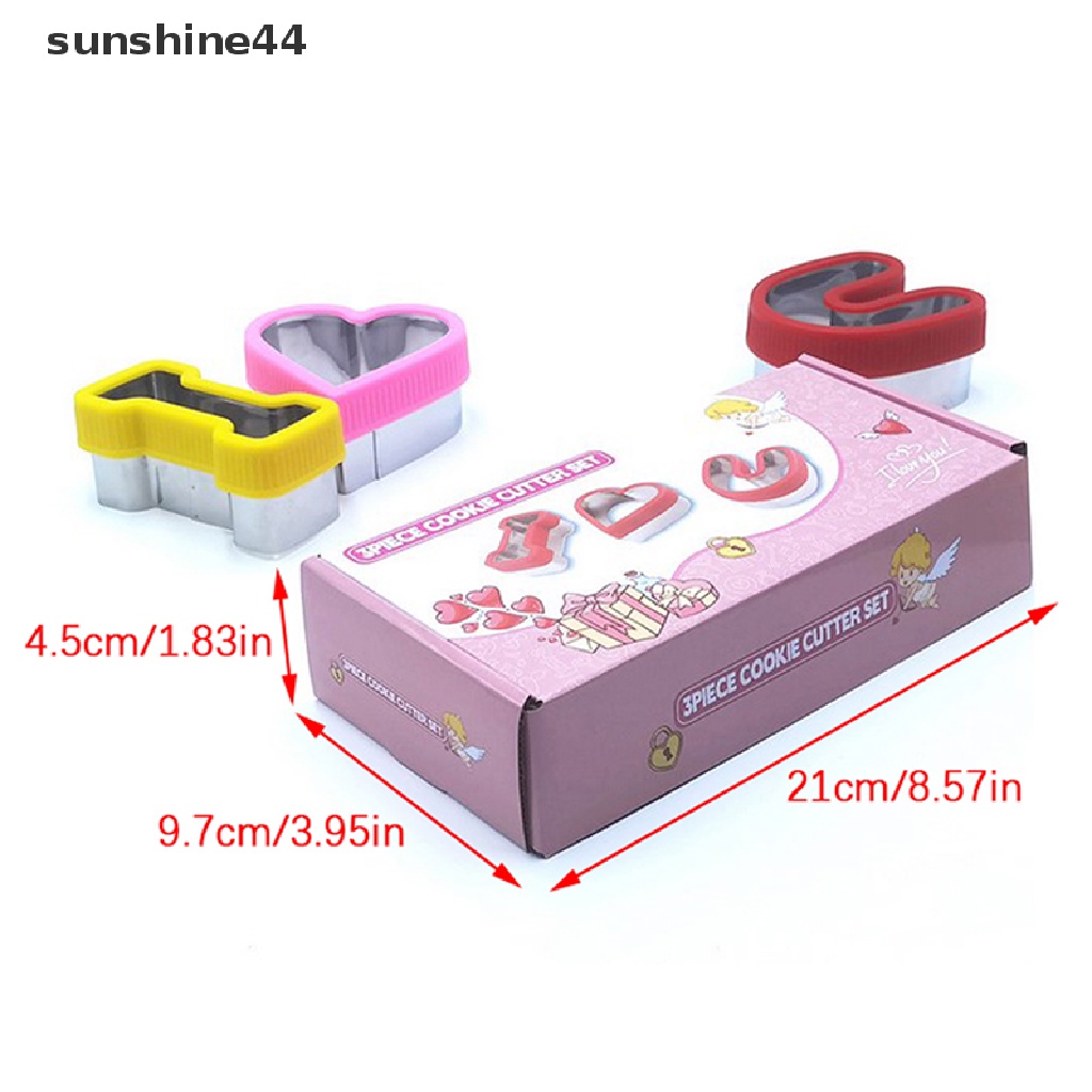 Sunshine 6Pcs / Set Cetakan Pemotong Sandwich / Roti Bahan Stainless Steel Tulisan I LOVE YOU