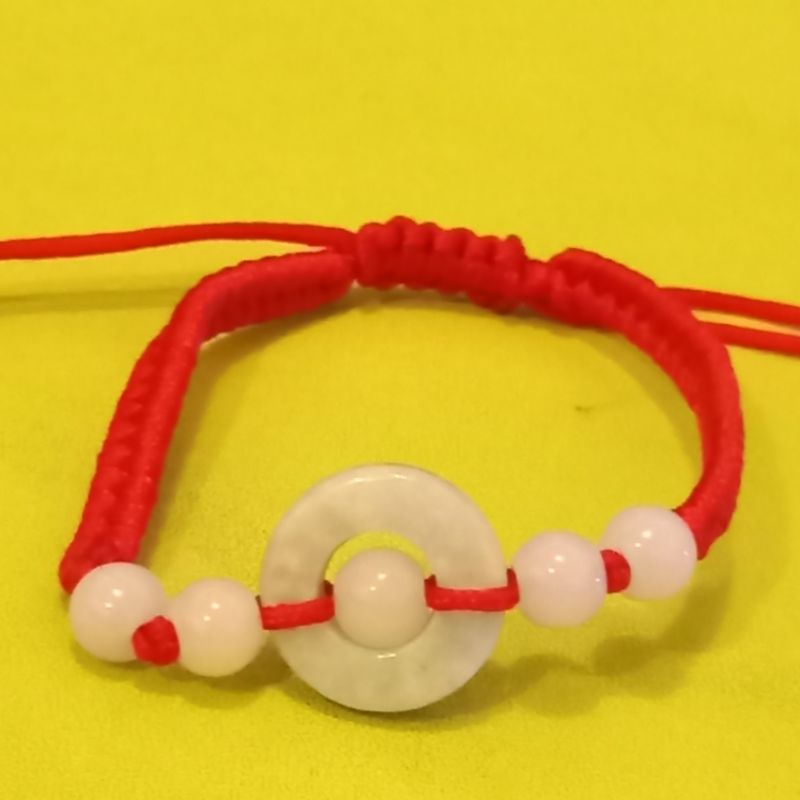 gelang rejeki talimerah giok putih asli