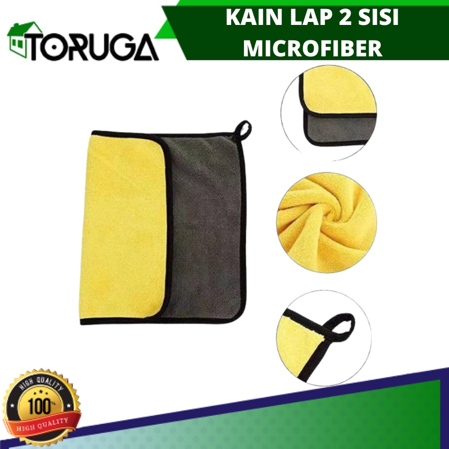 KAIN LAP MOBIL SERBAGUNA MICROFIBER LEMBUT TEBAL 2 WARNA 30 X 30 CM