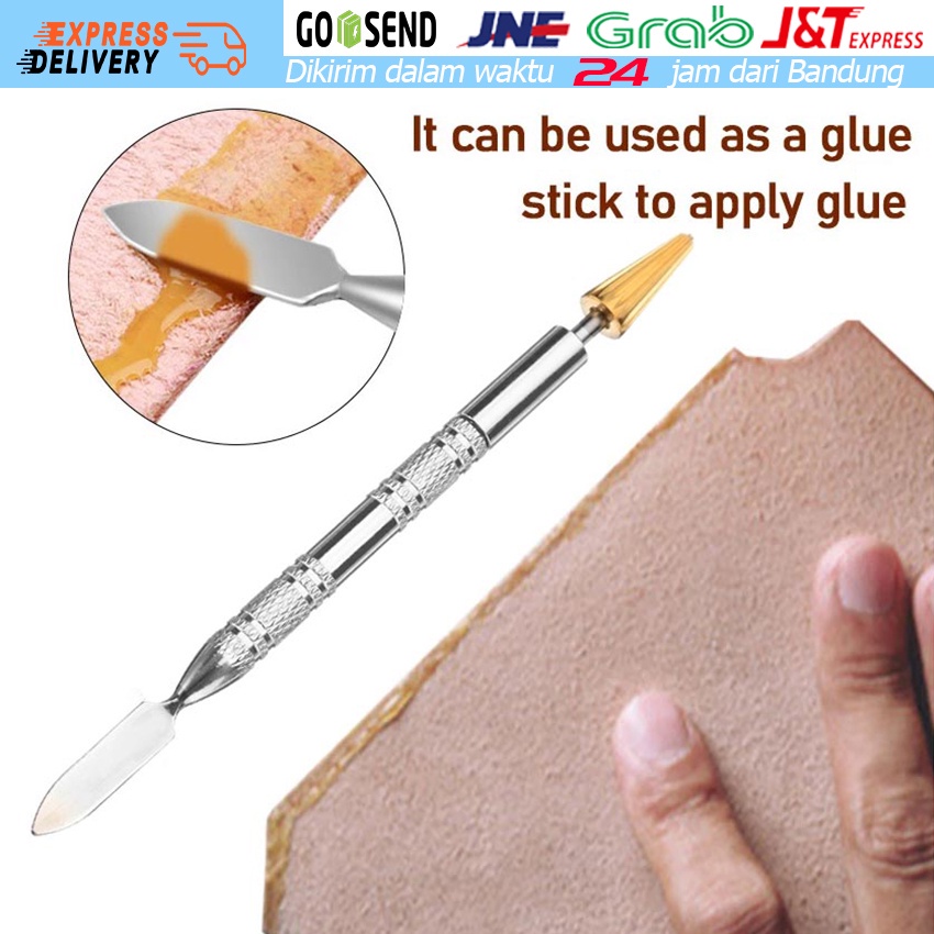 

Dual-purpose 2 Brass Head Leather Edge Oil Gluing Dye Pen Paint Roller Tool