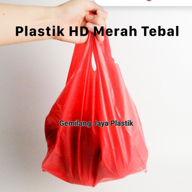 (Grosir60pack) Kantong Plastik Merah Tebal Uk 17 24 28 35 40