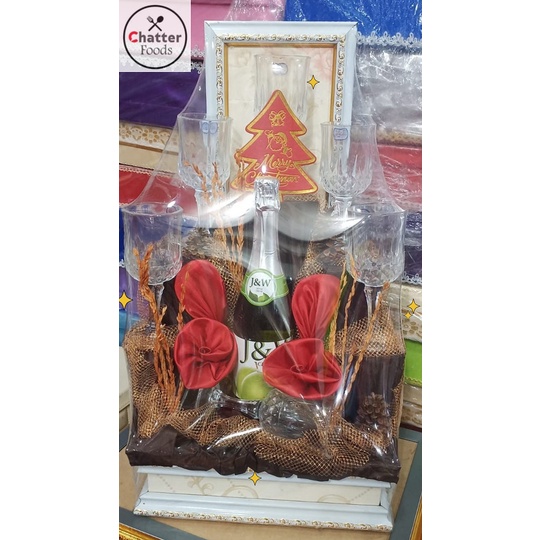 Parcel Natal, Tahun Baru Gelas Kristal + Minuman Soda J&W