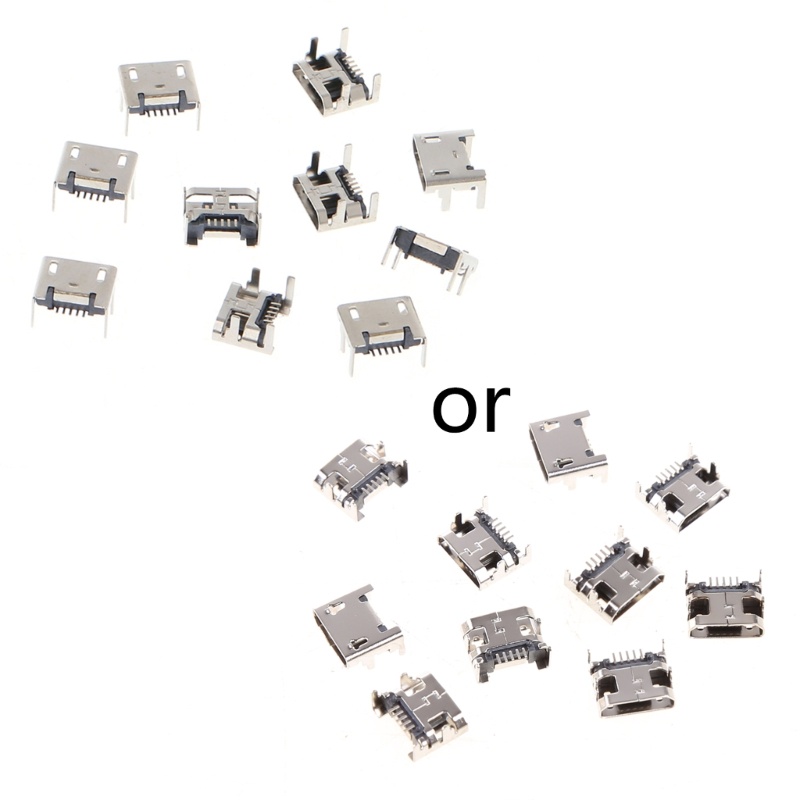 Gro 10pcs Konektor Soket Micro USB Tipe B 5pin Female SMD 4kaki 90derajat