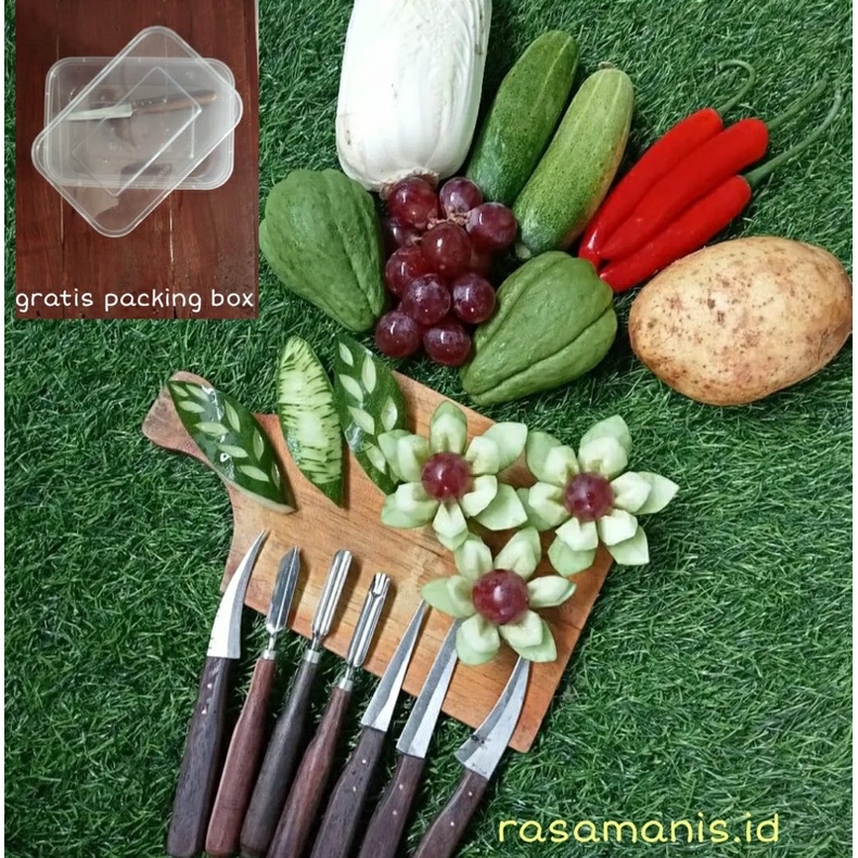 Satu set pisau garnish/Pisau ukir buah dan sayur/Garnis tumpeng