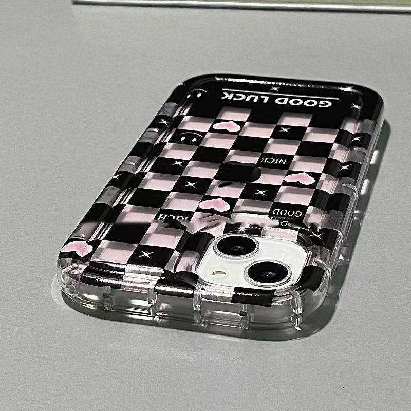 Casing IPhone 12 13 11 Pro Max X Xs Max Xr Motif Hati Tersenyum Warna Hitam Pink Ggttyt