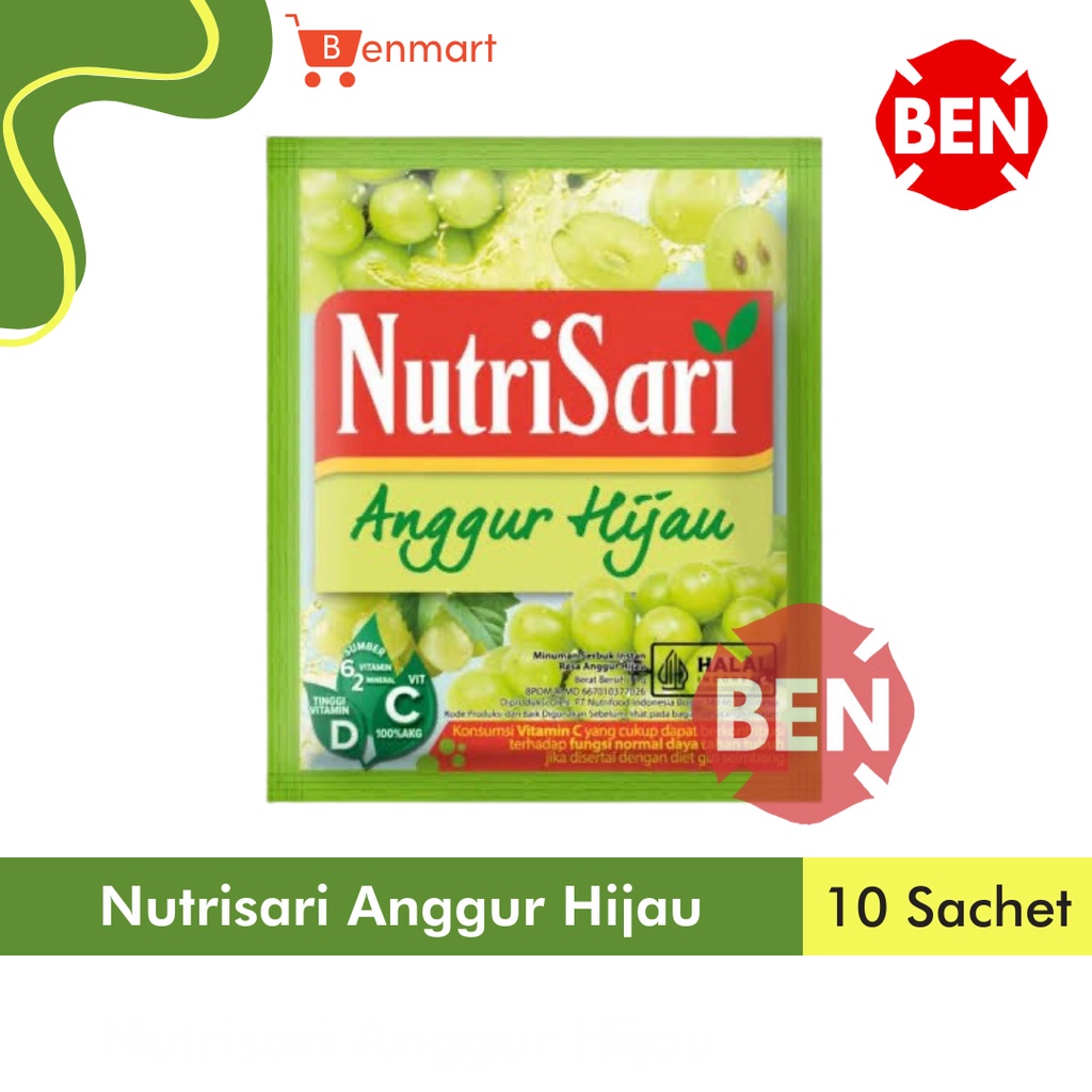 

Nutrisari ANGGUR HIJAU 1 Renceng 10 Sachet Nutri Sari Grape Hijau Pak