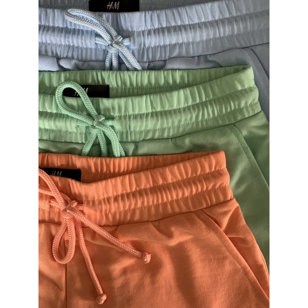 Celana Pendek Polos H&amp;M Sweatshort Pants Soft Color Baby Terry Katun