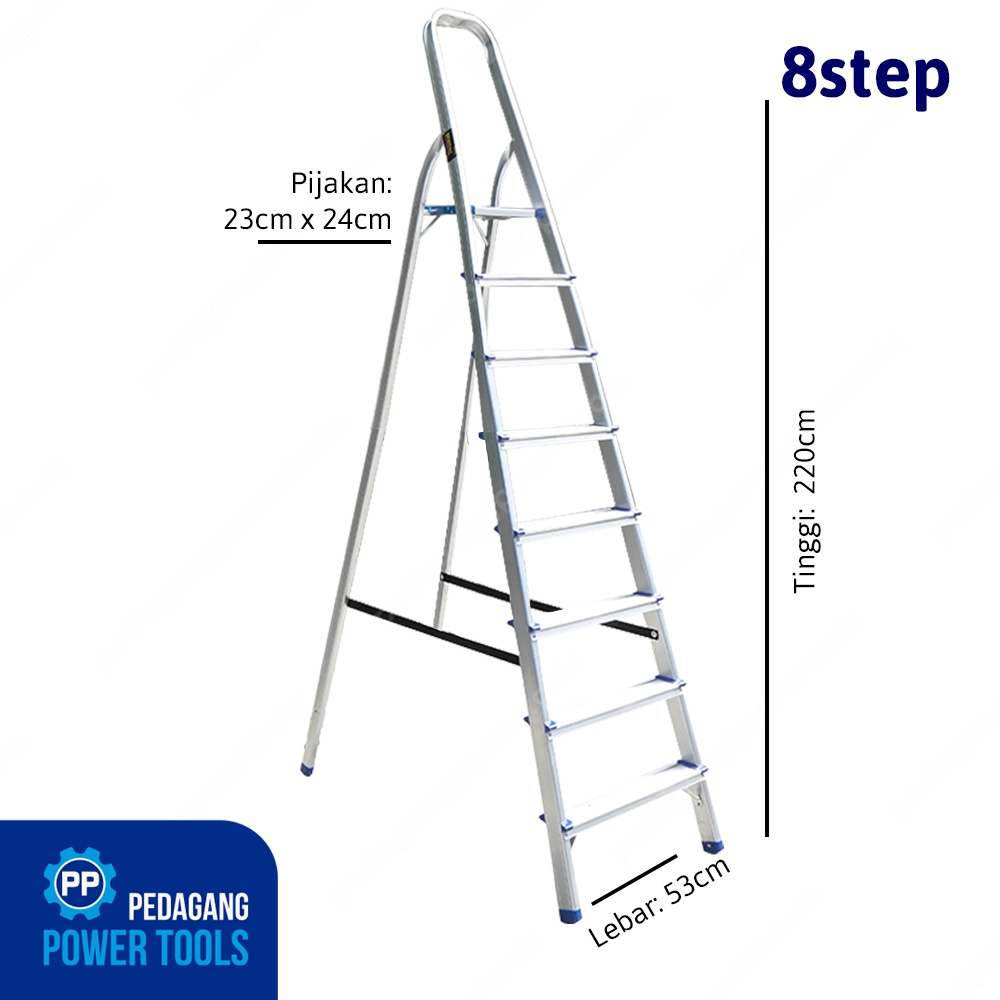 MOLLAR TANGGA RUMAH ALUMINIUM 8 STEP 2.2 METER LIPAT TINGKAT LADDER
