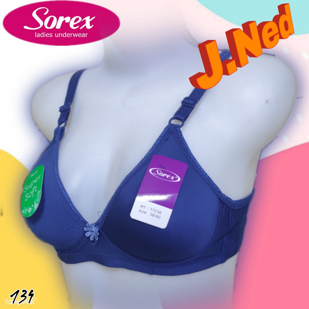 J134 BRA WANITA SOREX  BUSA TANPA KAWAT CUP A/B  SIZE 34 - 40