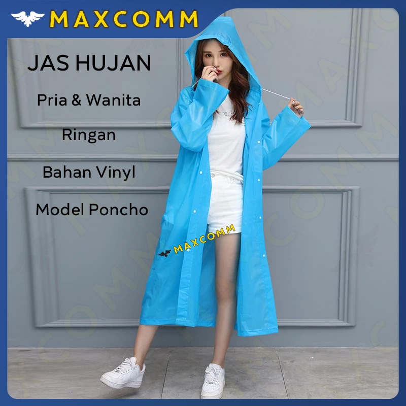 Jas Hujan Bertudung Dengan Kancing Modis Dewasa Tebal Ponco Raincoat