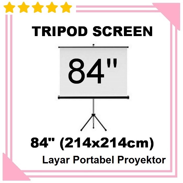Layar Proyektor Tripod 84 Inch Layar Proyektor Portabel Portable Projector Screen