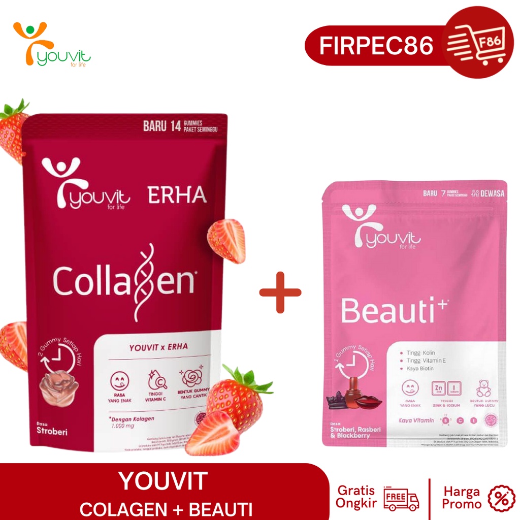 Paket Youvit/1 Pouch Youvit x Erha Collagen dan 1 Sachet Beauti+