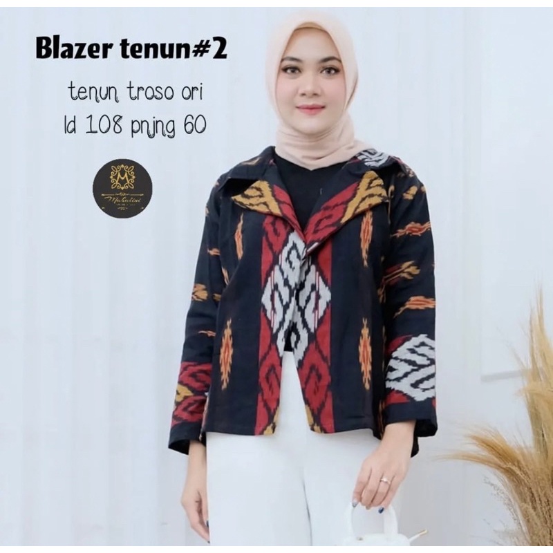 blazer tenun motif Toraja black + free masker 01